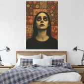 Durchsichtiges Portrait mit floralem Patchwork Leinwanddruck (Insitu (Schlafzimmer))