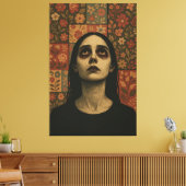 Durchsichtiges Portrait mit floralem Patchwork Leinwanddruck (Insitu (Wohnzimmer))