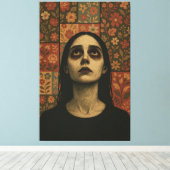 Durchsichtiges Portrait mit floralem Patchwork Leinwanddruck (Insitu (Holzboden))