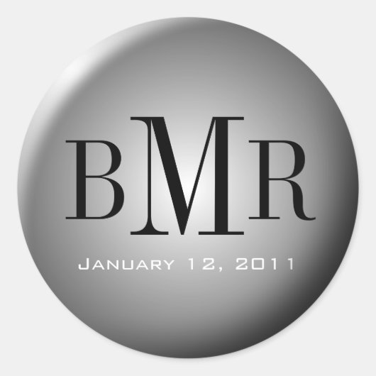 Durchstechflasche für Monogramm:: Silber Runder Aufkleber (Vorderseite)