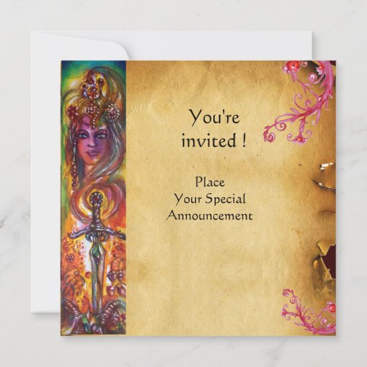 DURENDAL , ROMANTISCHES SCHWERT UND DAS ANGEL EINLADUNG (Rückseite)