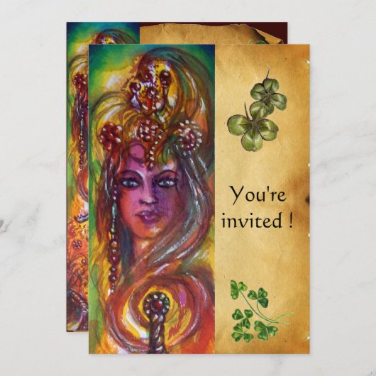 DURENDAL, St Patrick's Day Party, braunes Pergamen Einladung (Vorne/Hinten)