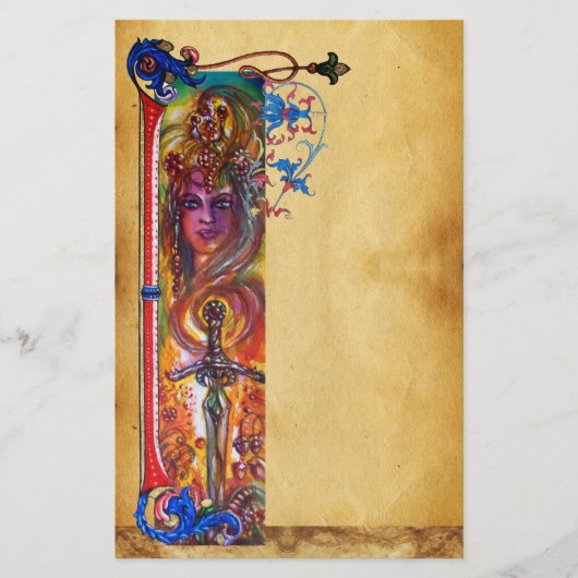 DURENDALE ANTIQUE ROTE BLUE FLORAL PARCHMENT BRIEFPAPIER (Vorderseite)