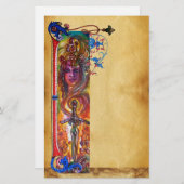 DURENDALE ANTIQUE ROTE BLUE FLORAL PARCHMENT BRIEFPAPIER (Vorne/Hinten)