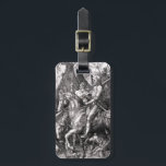 Durer Ritter-Tod und der Teufel-Gepäckanhänger Gepäckanhänger<br><div class="desc">Ritter-Tod Albrecht Durer und der Teufel-Gepäckanhänger. Holzschnitt, der ab 1513 graviert. Einer von Nordberühmtesten Stichen renaissancekünstler Albrecht Durers, Ritter-Tod und Teufel ist eine allegorische Arbeit, die ein europäisches Ritternordreiten in der vollen Rüstung auf einem Pferd kennzeichnet, das durch Tod angegrenzt werden, der ein Stundenglas hält, und dem Teufel in Form...</div>