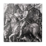 Durer Ritter-Tod und die Teufel-Fliese Fliese<br><div class="desc">Ritter-Tod Albrecht Durer und die Teufelfliese. Holzschnitt, der ab 1513 graviert. Einer von Nordberühmtesten Stichen renaissancekünstler Albrecht Durers, Ritter-Tod und Teufel ist eine allegorische Arbeit, die ein europäisches Ritternordreiten in der vollen Rüstung auf einem Pferd kennzeichnet, das durch Tod angegrenzt werden, der ein Stundenglas hält, und dem Teufel in Form...</div>