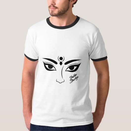 Durga Maa Face mit Trident Illustration T-Shirt (Vorderseite)