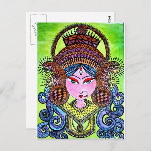 Durga Maa Postkarte (Vorne/Hinten)