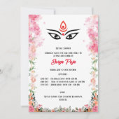 Durga Puja Navratri Bengali Floral Einladung (Vorderseite)