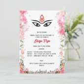 Durga Puja Navratri Bengali Floral Einladung (Stehend Vorderseite)