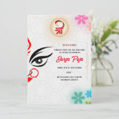 Durga Puja Navratri Bengali Veranstaltungsliste Einladung (Stehend Vorderseite)