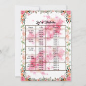 Durga Puja Navratri Bengali Veranstaltungsliste Einladung (Rückseite)