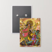 Durga tötet Mahishasura Knopf Button (Vorderseite/Rückseite)