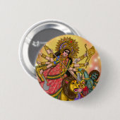Durga tötet Mahishasura Knopf Button (Vorne & Hinten)