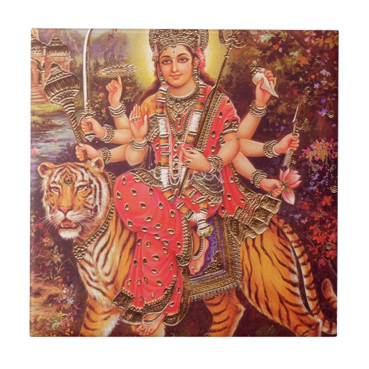 DURGA UND DER TIGER FLIESE (Vorderseite)