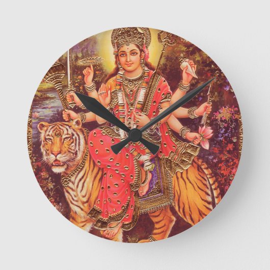 DURGA UND DER TIGER RUNDE WANDUHR (Vorderseite)