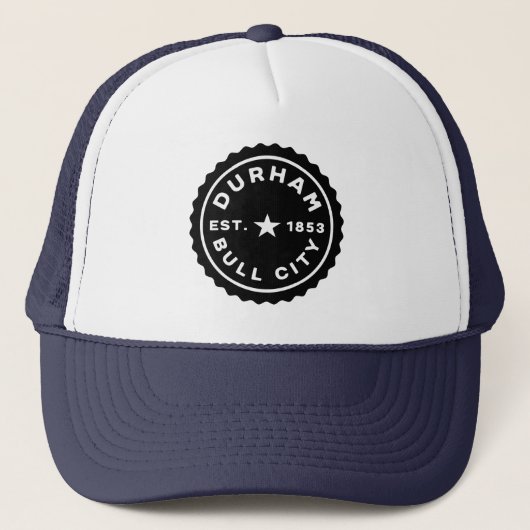 Durham Bull City Round Siegel Hat Truckerkappe (Vorderseite)