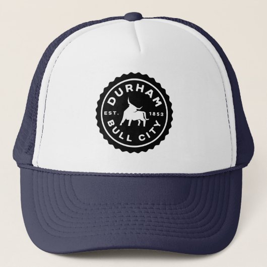 Durham Bull City Round Siegel Trucker Hat Truckerkappe (Vorderseite)
