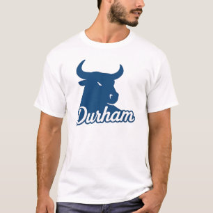 Durham Bull Head Logo - Bold Blue Script City T-Shirt