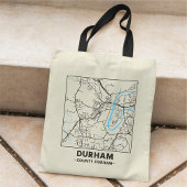 Durham, County Durham City Map Tote Bag Tragetasche