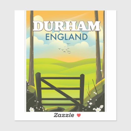 Durham England Reiseposter Aufkleber (Blatt)