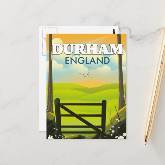 Durham England Reiseposter Postkarte (Vorderseite/Rückseite Beispiel)