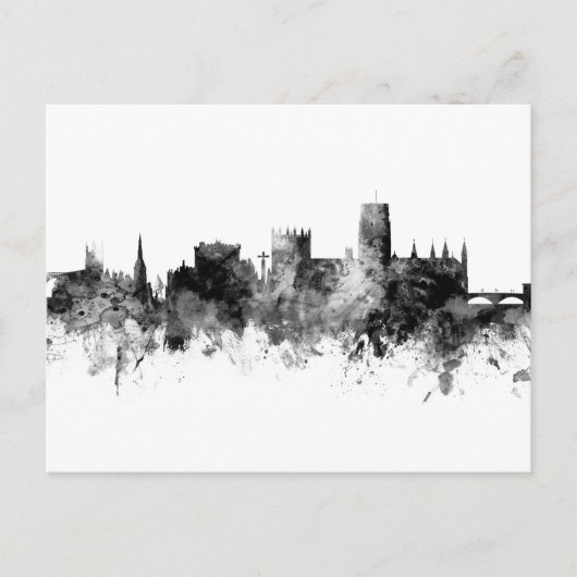 Durham England Skyline Cityscape Black White Postkarte (Vorderseite)