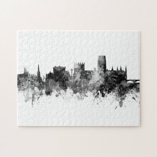 Durham England Skyline Cityscape Schwarz-weiß Puzzle (Horizontal)