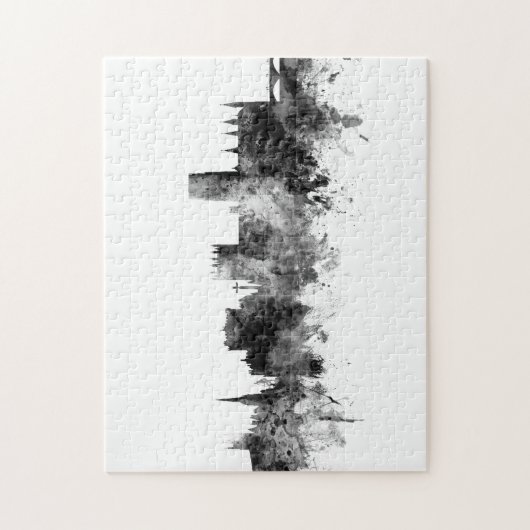 Durham England Skyline Cityscape Schwarz-weiß Puzzle (Vertikal)