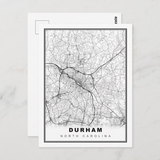 Durham Map Postkarte (Vorne/Hinten)