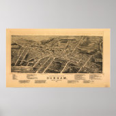 Durham N. Carolina 1891 Antike Panoramakarte Poster (Vorne)