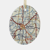 Durham NC Vintage Karte Keramik Ornament (Rechts)