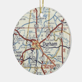 Durham NC Vintage Karte Keramik Ornament (Links)