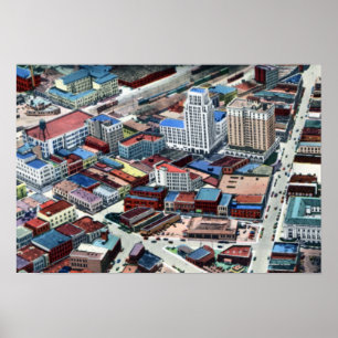 Durham-North Carolina Birdseye Ansicht Poster