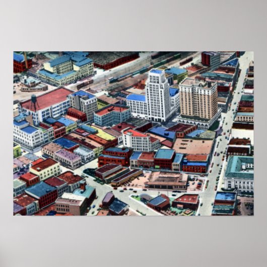 Durham North Carolina Birdseye View Poster (Vorne)