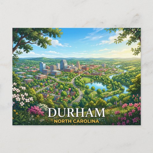 Durham North Carolina Postkarte (Vorderseite)