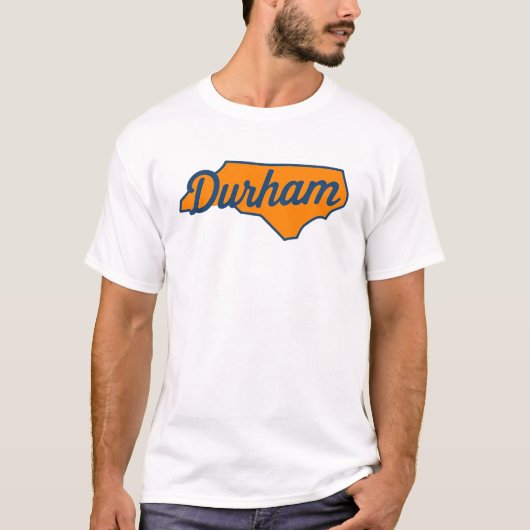 Durham North Carolina Script Design - Staat Form T-Shirt (Vorderseite)
