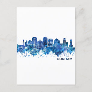 Durham North Carolina Skyline Blue Einladungspostkarte
