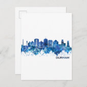 Durham North Carolina Skyline Blue Einladungspostkarte (Vorne/Hinten)
