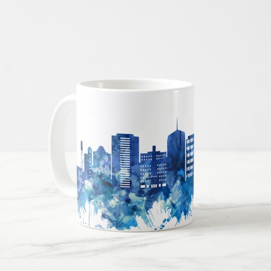 Durham North Carolina Skyline Blue Kaffeetasse (Vorderseite Links)