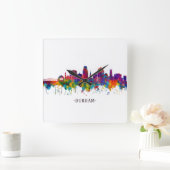 Durham North Carolina Skyline Quadratische Wanduhr (Zuhause)