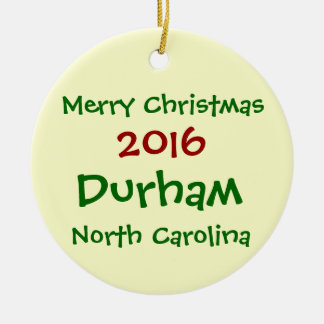 DURHAM-NORTH CAROLINA-WEIHNACHTSverzierung 2016 Keramikornament