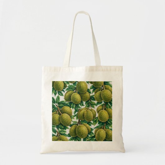 Durian Frucht Tropisches Botanisches Muster Tragetasche (Vorne)