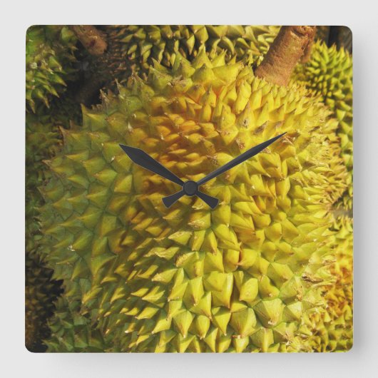 Durian Fruit Quadratische Wanduhr (Vorderseite)
