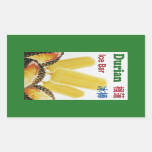 Durian Ice Bar Tropical Fruchtbestand Rechteckiger Aufkleber