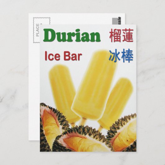 Durian Ice Bar Tropical Fruit Popsicle Postkarte (Vorne/Hinten)