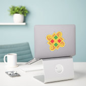 Durrow Knüpfarbeit 2016 Rot und Grün Aufkleber (Laptop auf Schreibtisch)