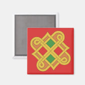 Durrow Knüpfarbeit 2016 Rot und Grün Magnet (Vorderseite/Rückseite)