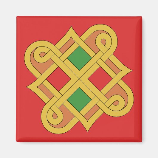 Durrow Knüpfarbeit 2016 Rot und Grün Magnet (Vorne)