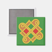 Durrow Knüpfarbeit 2016 Rot und Grün Magnet (Vorderseite/Rückseite)